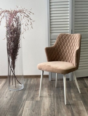 Стул HERMAN 360 град. БЕЖЕВЫЙ #5, велюр / белый каркас М-City в Тюмени - tumen.mebel24.online | фото 4