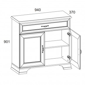 Тумба 2D1S, TIFFANY, цвет вудлайн кремовый в Тюмени - tumen.mebel24.online | фото 3