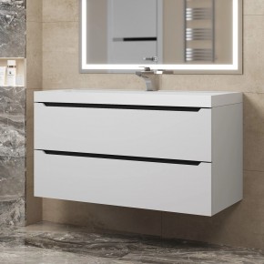 Тумба под раковину Uperwood Tanos 100 см, подвесная, белая/графит в Тюмени - tumen.mebel24.online | фото