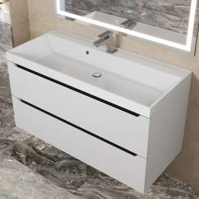 Тумба под раковину Uperwood Tanos 100 см, подвесная, белая/графит в Тюмени - tumen.mebel24.online | фото 10