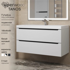 Тумба под раковину Uperwood Tanos 100 см, подвесная, белая/графит в Тюмени - tumen.mebel24.online | фото 3