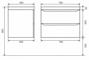 Тумба под раковину Uperwood Tanos 70 см, подвесная, черная матовая в Тюмени - tumen.mebel24.online | фото 6
