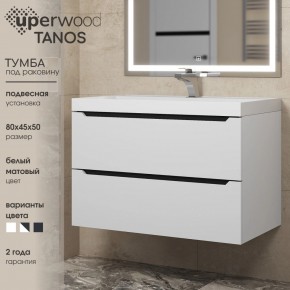 Тумба под раковину Uperwood Tanos 80 см, подвесная, белая/графит в Тюмени - tumen.mebel24.online | фото 3