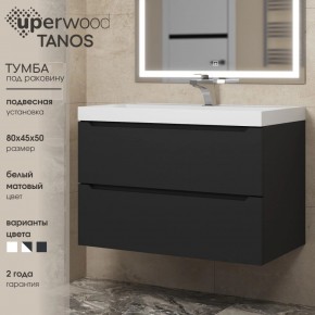Тумба под раковину Uperwood Tanos 80 см, подвесная, черная матовая в Тюмени - tumen.mebel24.online | фото 3