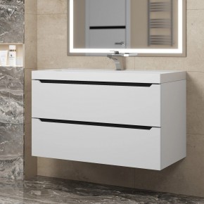 Тумба под раковину Uperwood Tanos 90 см, подвесная, белая/графит в Тюмени - tumen.mebel24.online | фото